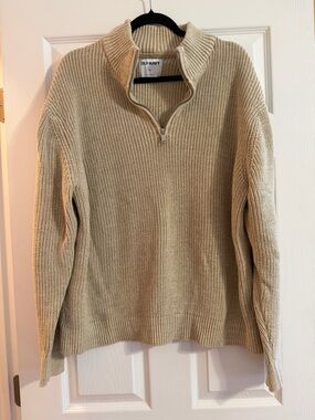 Old Navy Men’s Tan Zip-Neck Ribbed Sweater